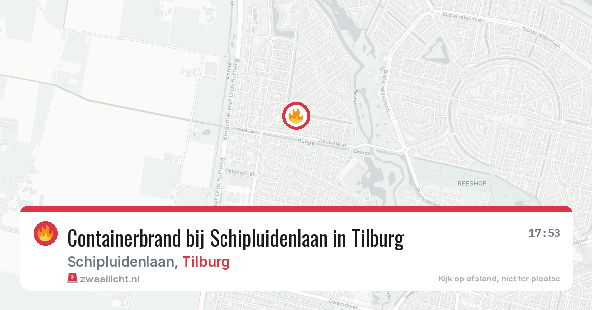 Containerbrand bij Schipluidenlaan in Tilburg — 22 apr 2026