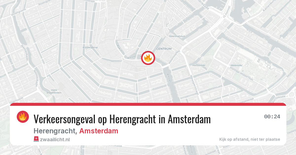 Verkeersongeval op Herengracht in Amsterdam — 24 jun 2026