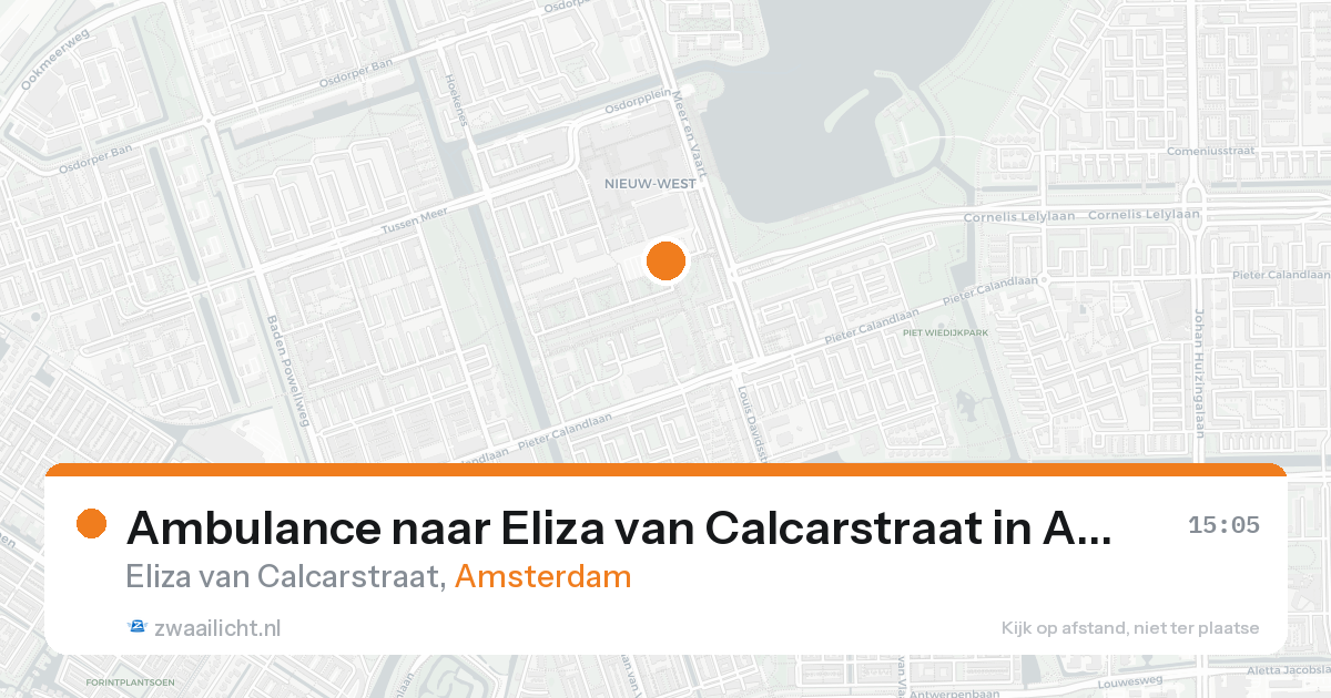 Ambulance naar Eliza van Calcarstraat in Amsterdam — 20 aug 2026