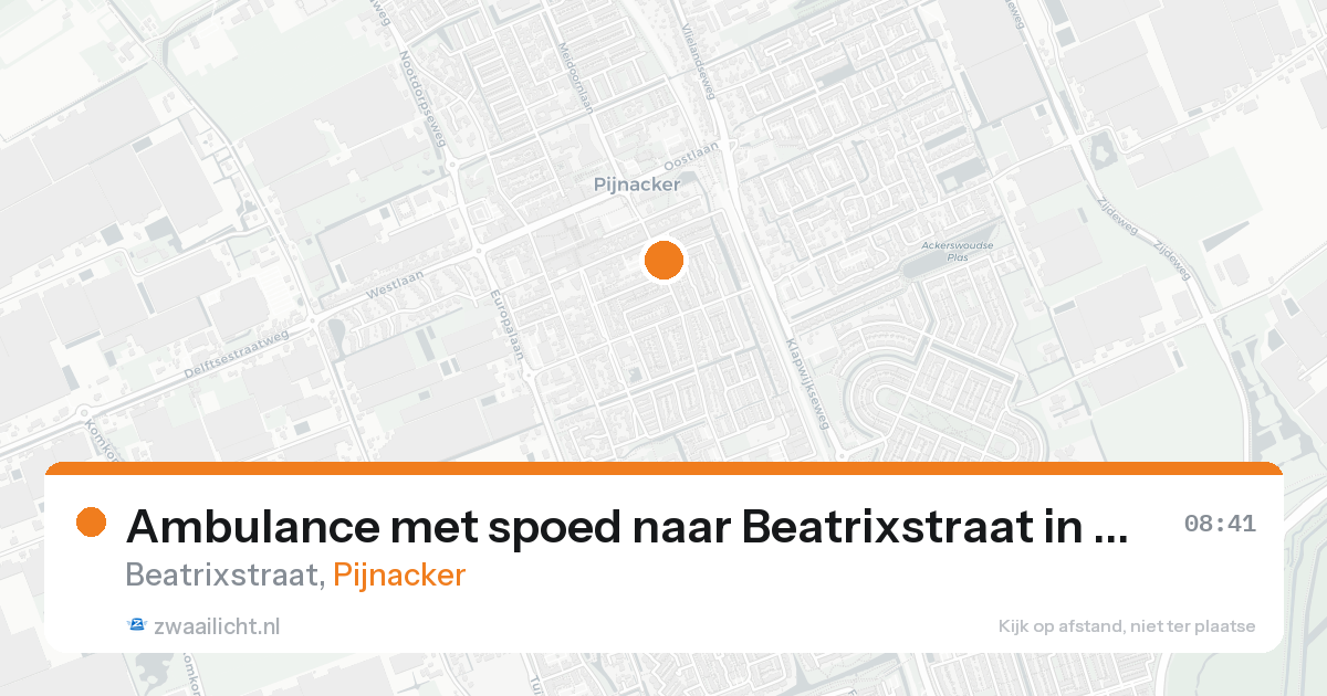 Ambulance met spoed naar Beatrixstraat in Pijnacker — 24 aug 2026