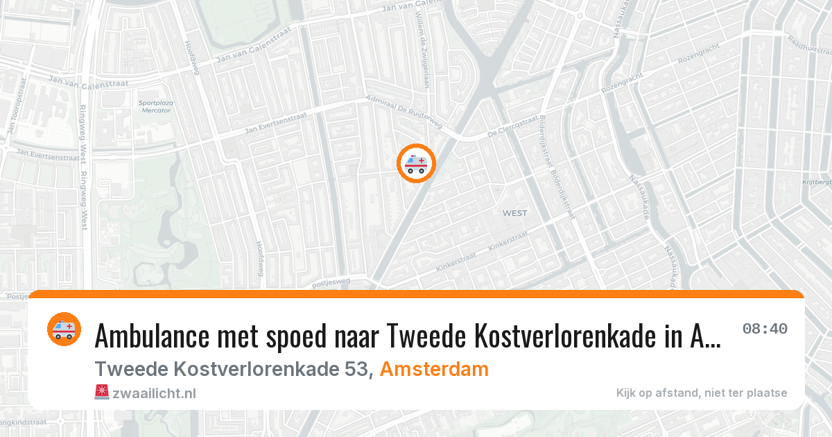 Ambulance met spoed naar Tweede Kostverlorenkade in Amsterdam — 8 jun 2026