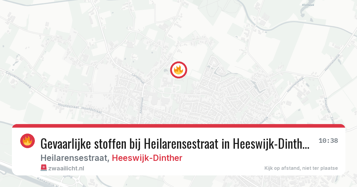 Gevaarlijke stoffen bij Heilarensestraat in Heeswijk-Dinther — 30 jul 2026
