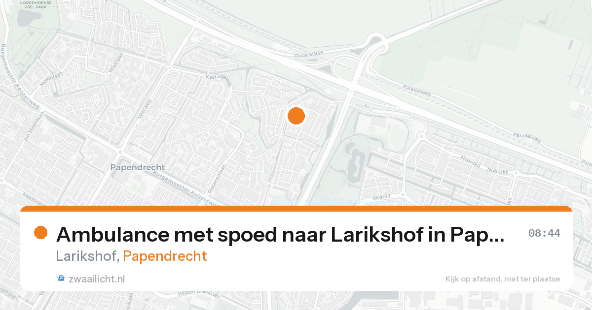 Ambulance met spoed naar Larikshof in Papendrecht — 25 aug 2026