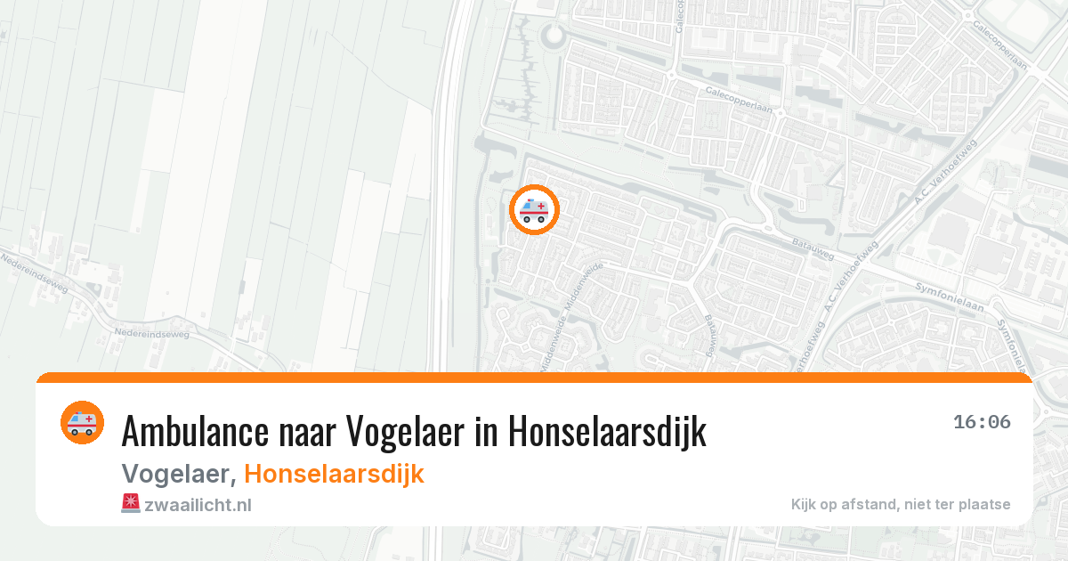 Ambulance naar Vogelaer in Honselaarsdijk — 20 mrt 2026