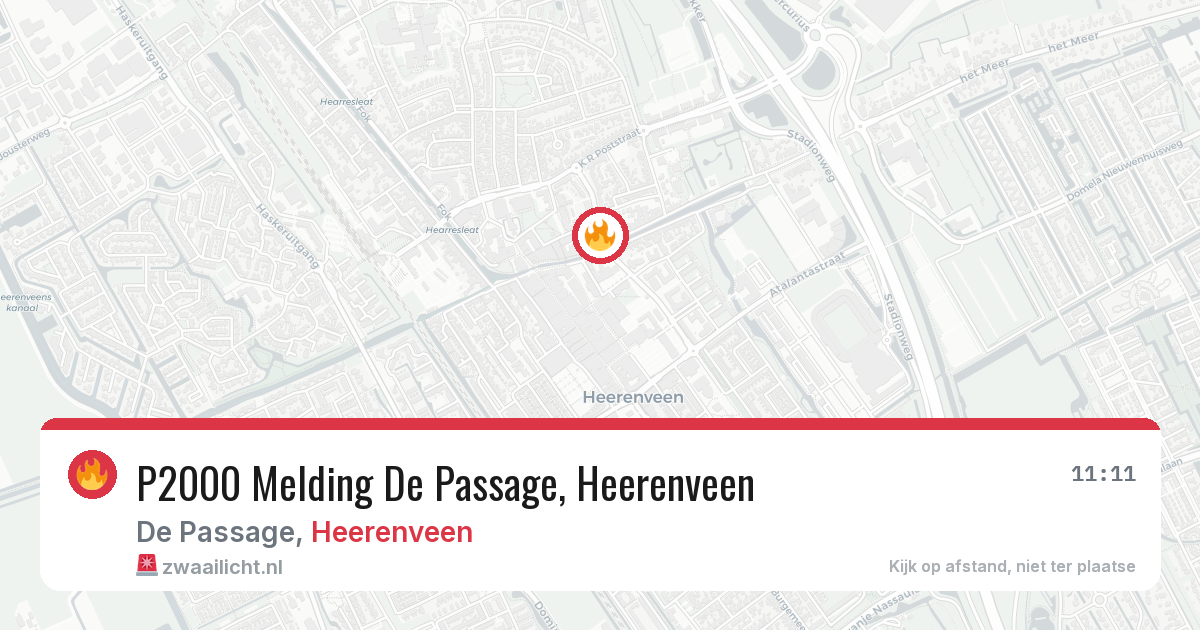 P2000 Melding De Passage, Heerenveen — 25 mrt 2026