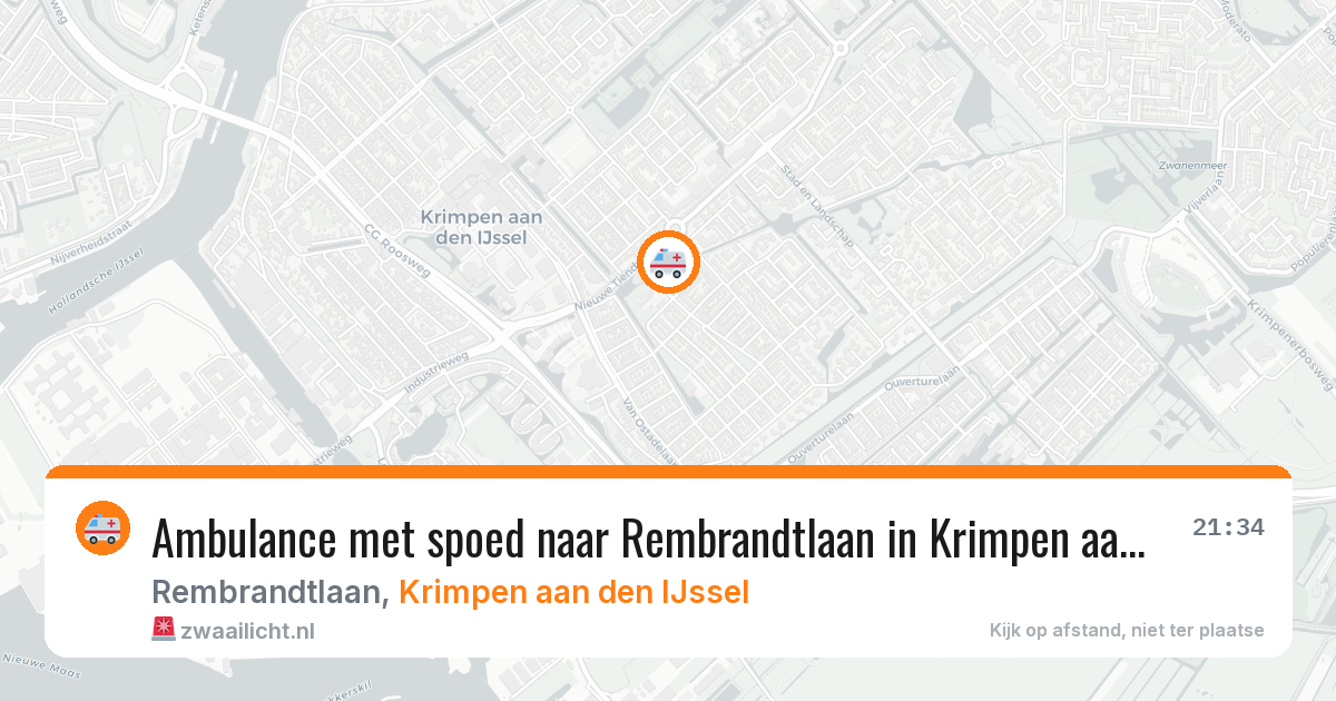 Ambulance met spoed naar Rembrandtlaan in Krimpen aan den IJssel — 27 jun 2026