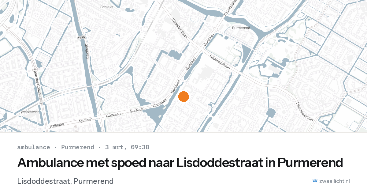 Ambulance met spoed naar Lisdoddestraat in Purmerend — 3 mrt 2026