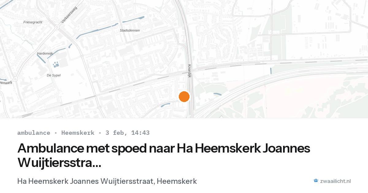 Ambulance met spoed naar Ha Heemskerk Joannes Wuijtiersstraat in Heemskerk — 3 feb 2026