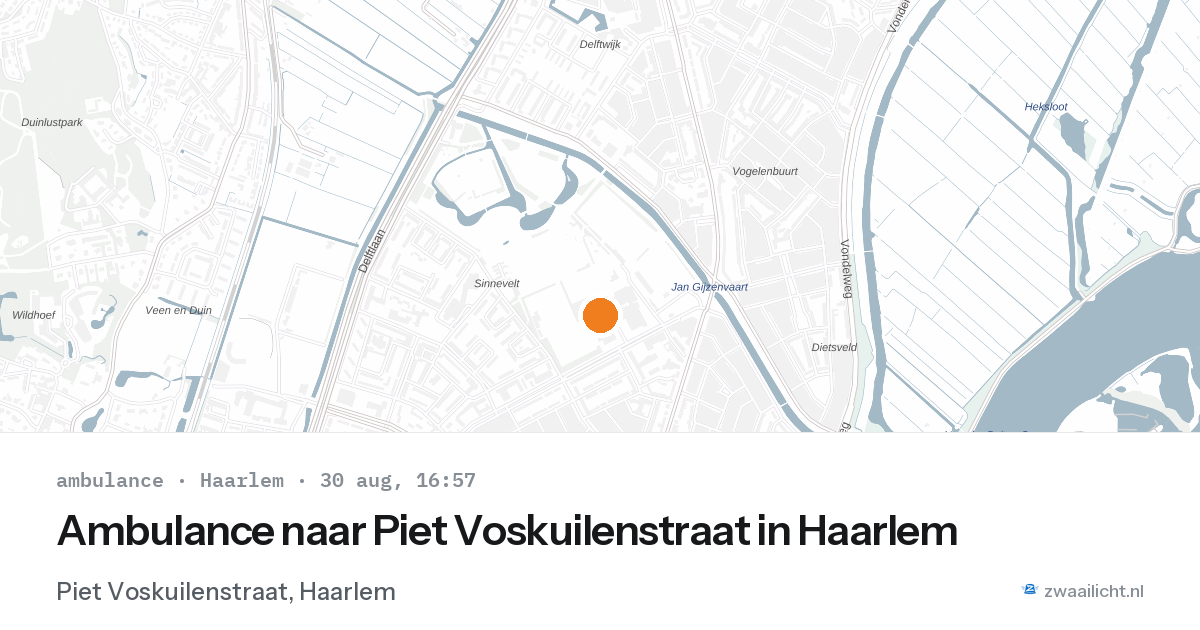 Ambulance naar Piet Voskuilenstraat in Haarlem — 30 aug 2026