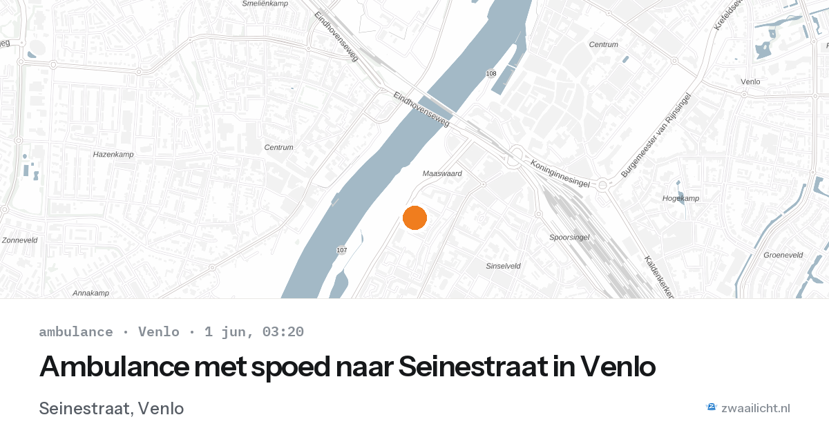 Ambulance met spoed naar Seinestraat in Venlo — 1 jun 2026