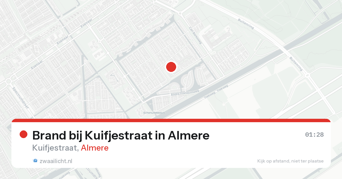 Brand bij Kuifjestraat in Almere — 23 aug 2026