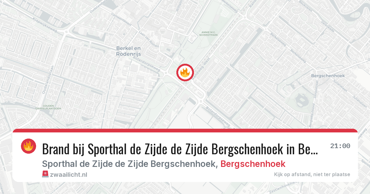 Brand bij Sporthal de Zijde de Zijde Bergschenhoek in Bergschenhoek — 22 mei 2026
