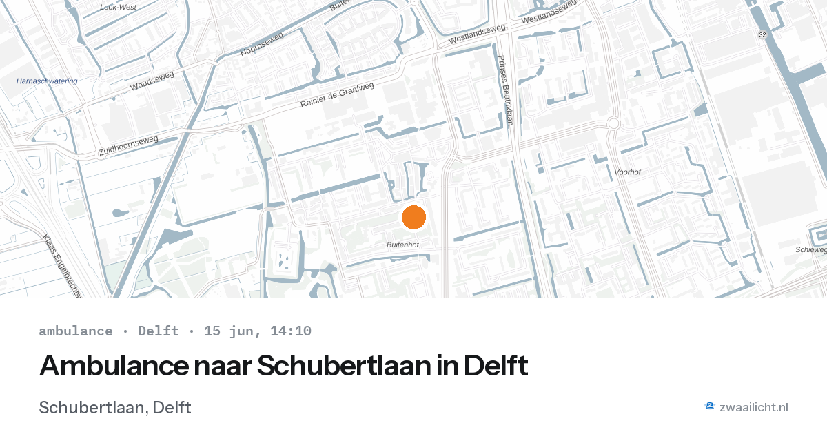 Ambulance naar Schubertlaan in Delft — 15 jun 2026
