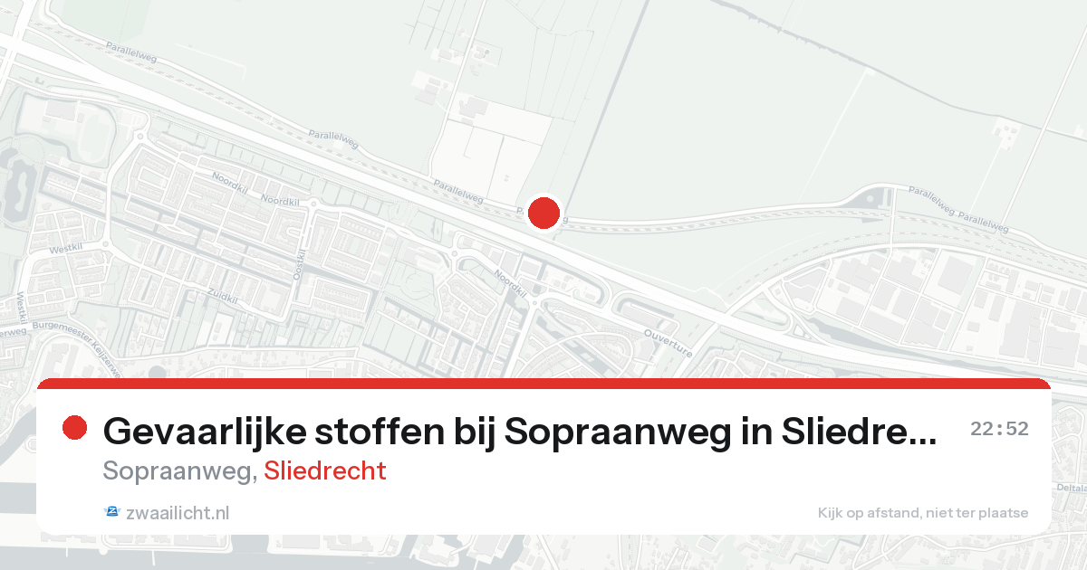 Gevaarlijke stoffen bij Sopraanweg in Sliedrecht — 24 aug 2026
