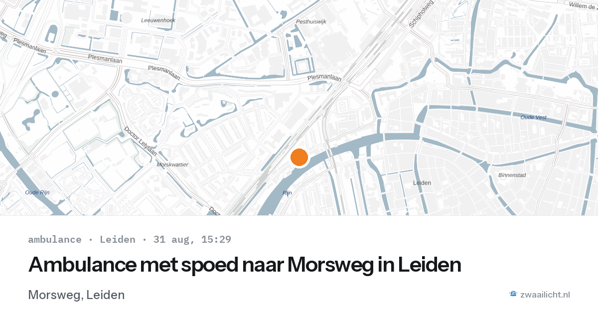 Ambulance met spoed naar Morsweg in Leiden — 31 aug 2026