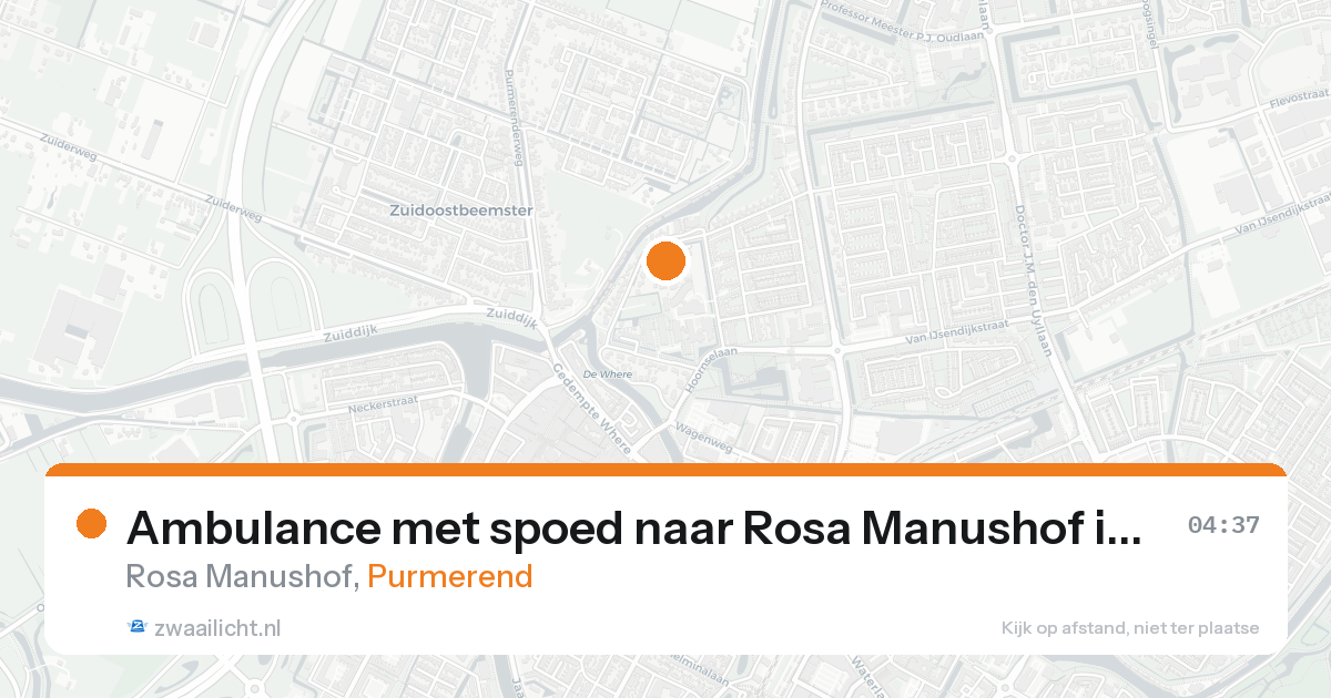 Ambulance met spoed naar Rosa Manushof in Purmerend — 26 aug 2026