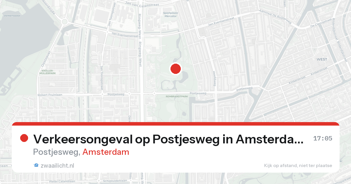 Verkeersongeval op Postjesweg in Amsterdam — 19 aug 2026