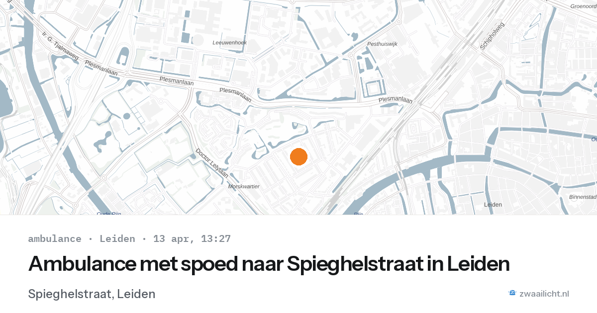Ambulance met spoed naar Spieghelstraat in Leiden — 13 apr 2026