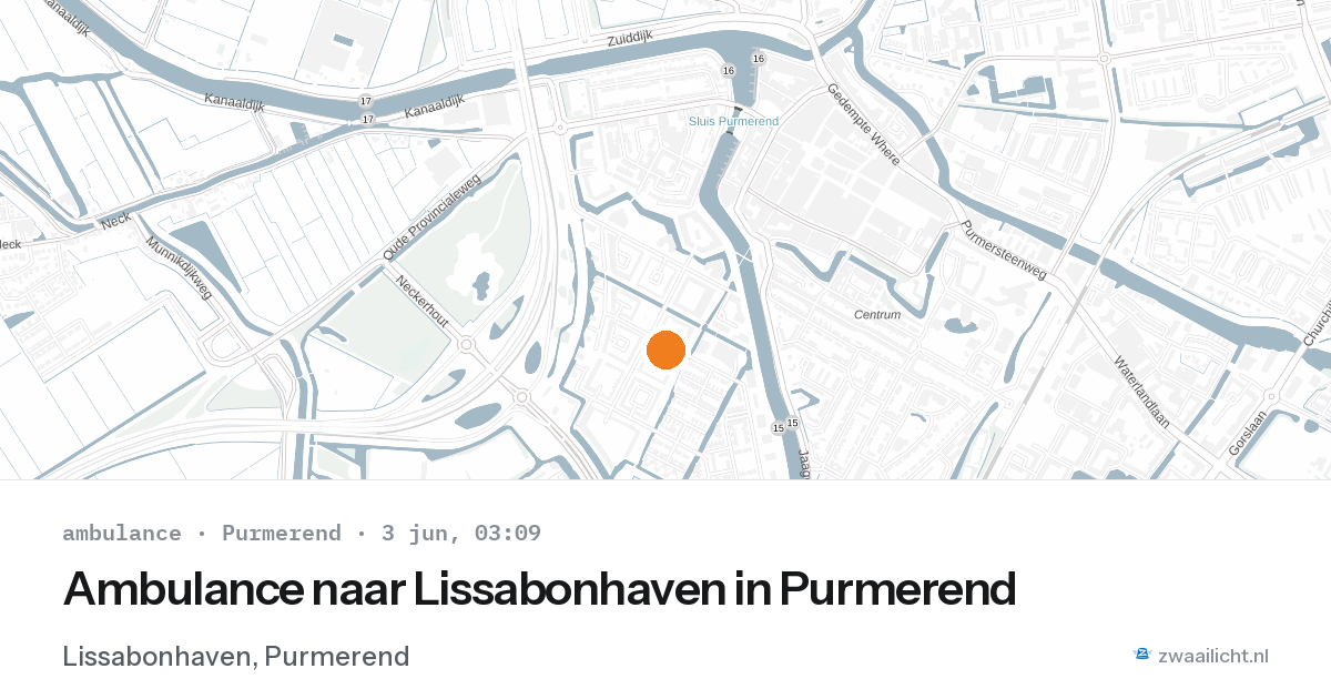 Ambulance naar Lissabonhaven in Purmerend — 3 jun 2026