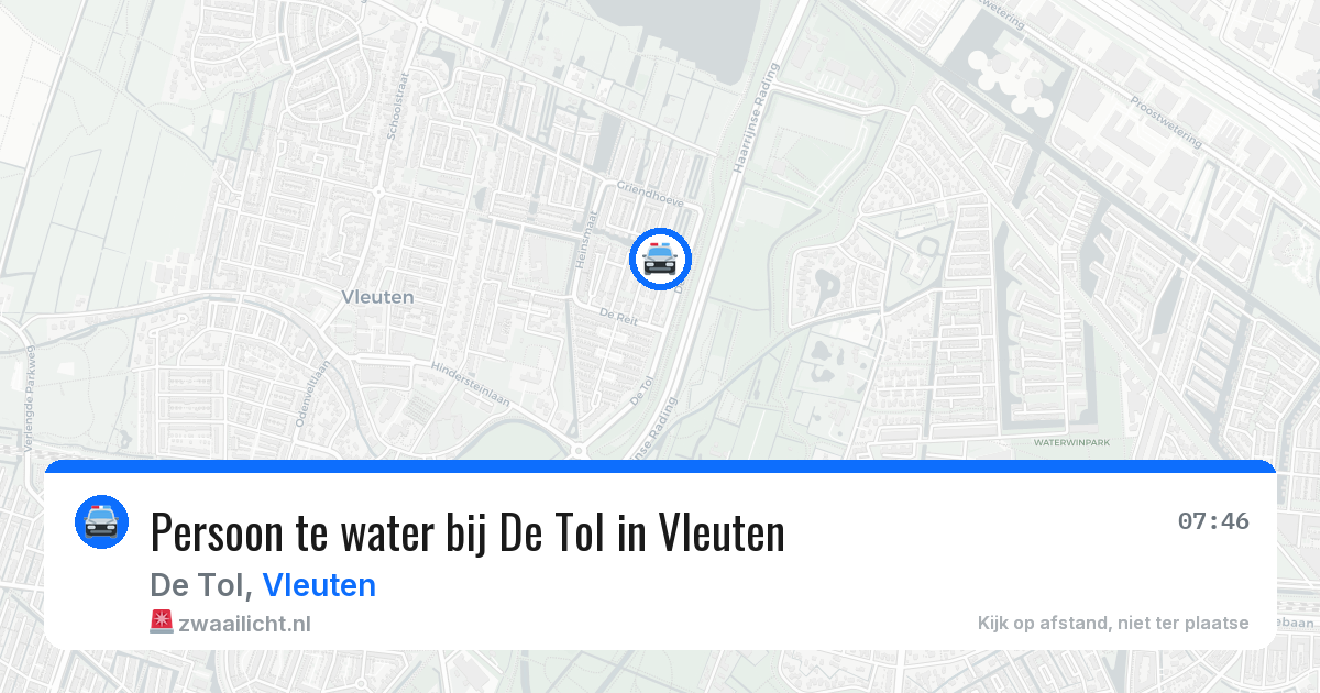 Persoon te water bij De Tol in Vleuten — 22 jan 2026