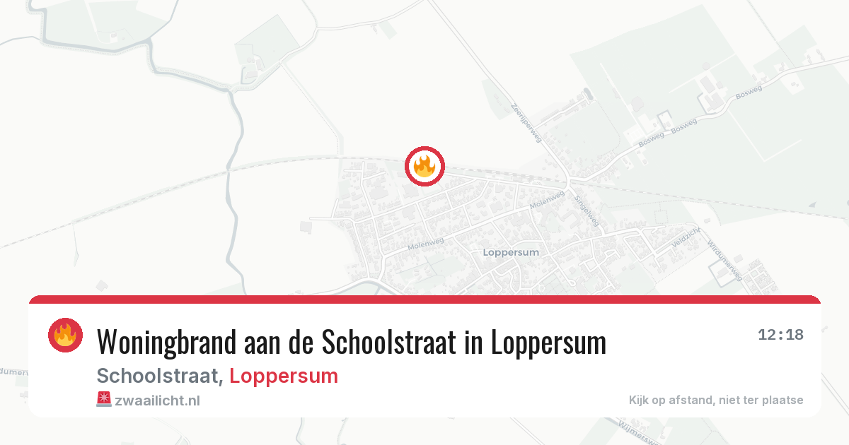 Woningbrand aan de Schoolstraat in Loppersum — 11 jun 2026