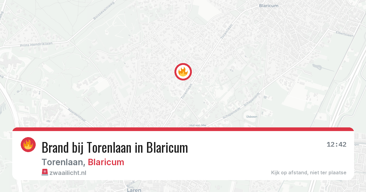 Brand bij Torenlaan in Blaricum — 28 jun 2026
