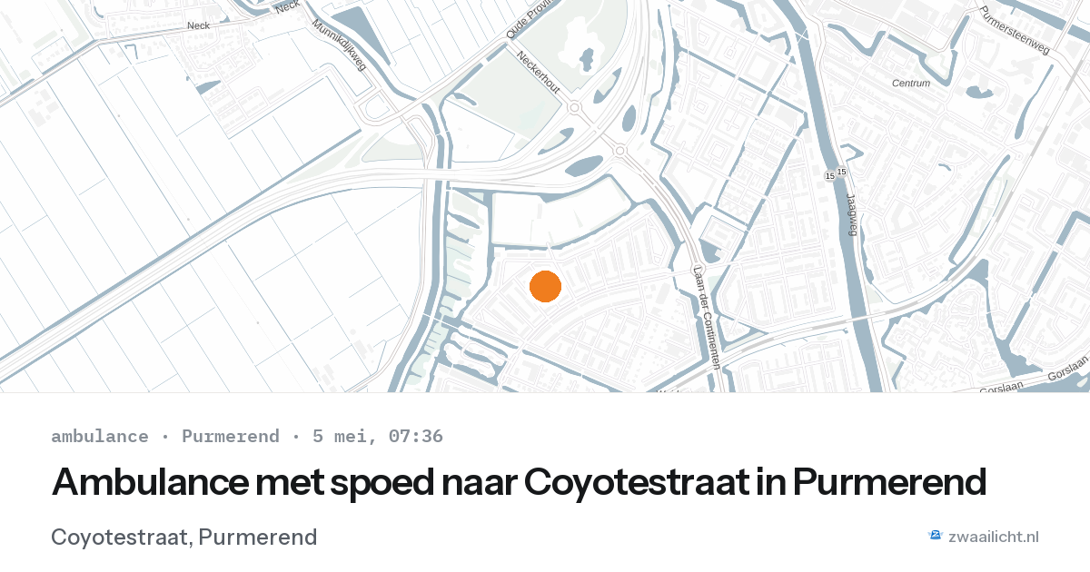 Ambulance met spoed naar Coyotestraat in Purmerend — 5 mei 2026