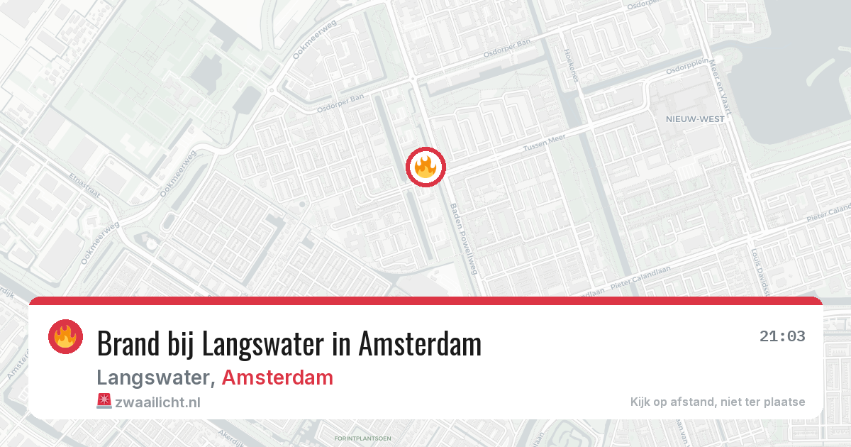 Brand bij Langswater in Amsterdam — 11 apr 2026