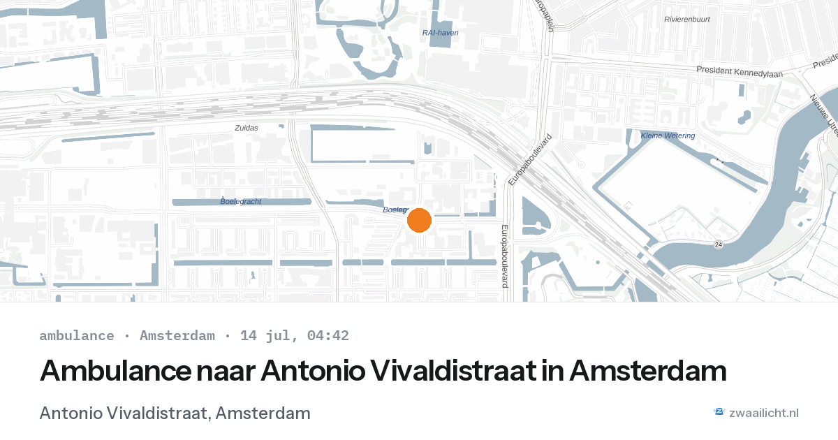 Ambulance naar Antonio Vivaldistraat in Amsterdam — 14 jul 2026