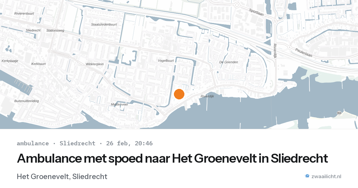Ambulance met spoed naar Het Groenevelt in Sliedrecht — 26 feb 2026