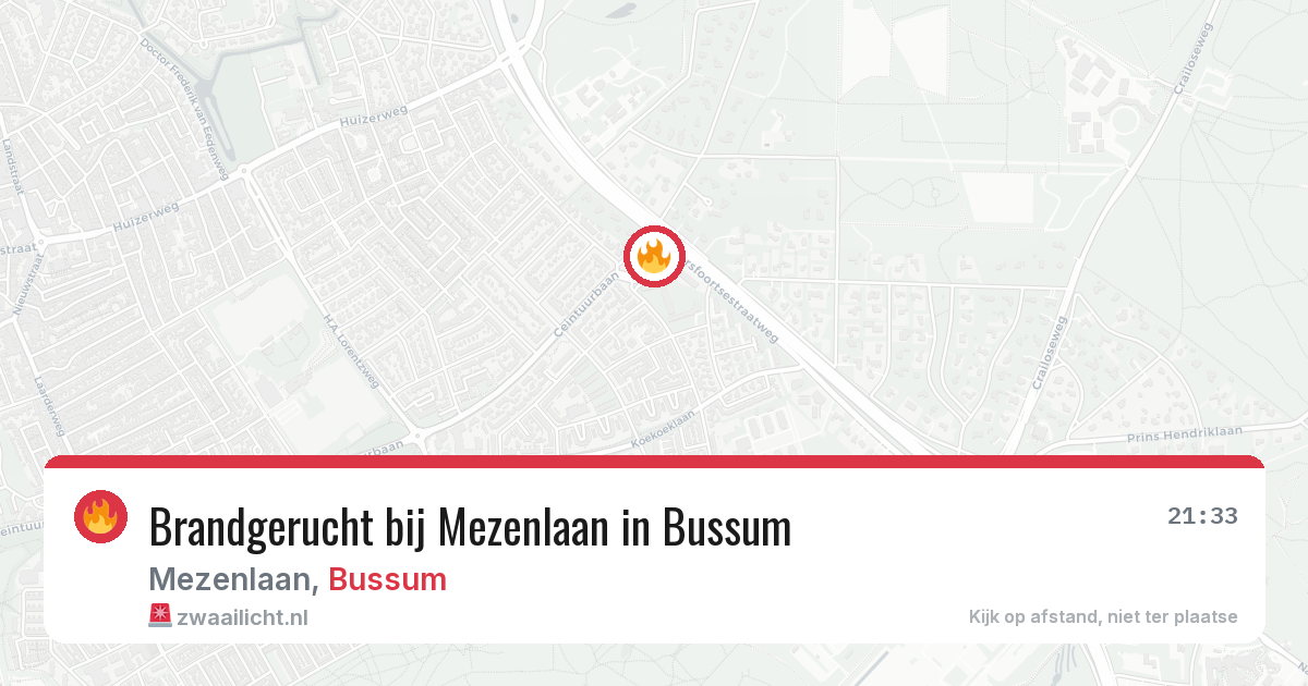 Brandgerucht bij Mezenlaan in Bussum — 19 mei 2026