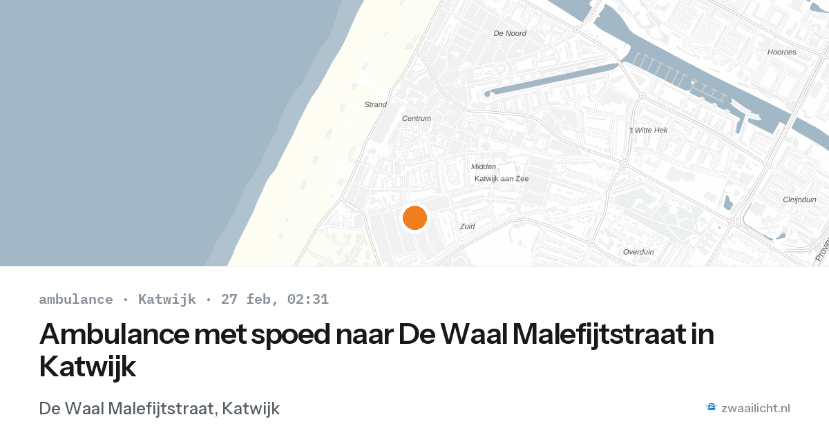 Ambulance met spoed naar De Waal Malefijtstraat in Katwijk — 27 feb 2026