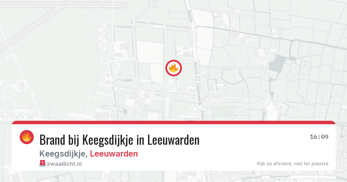 Brand bij Keegsdijkje in Leeuwarden — 13 jul 2026