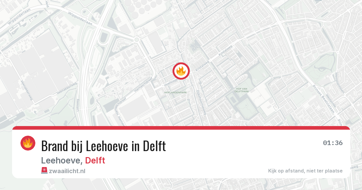 Brand bij Leehoeve in Delft — 5 aug 2026