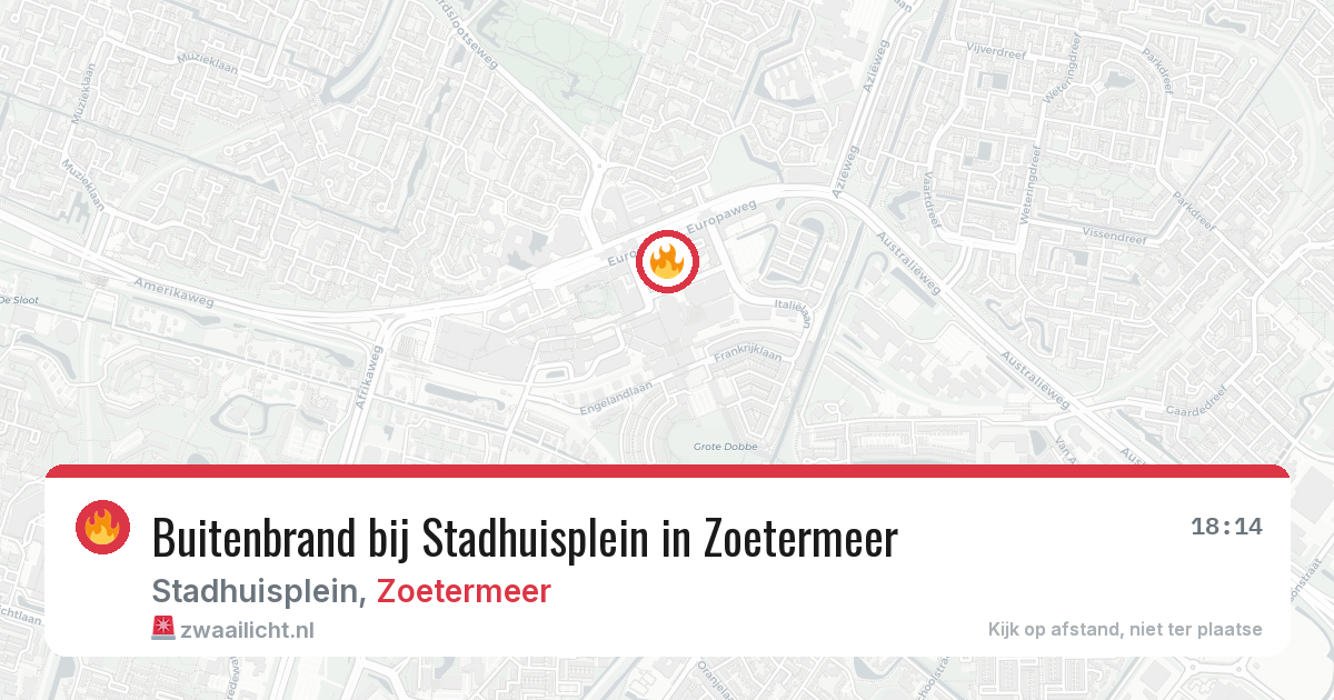 Buitenbrand bij Stadhuisplein in Zoetermeer — 8 aug 2026