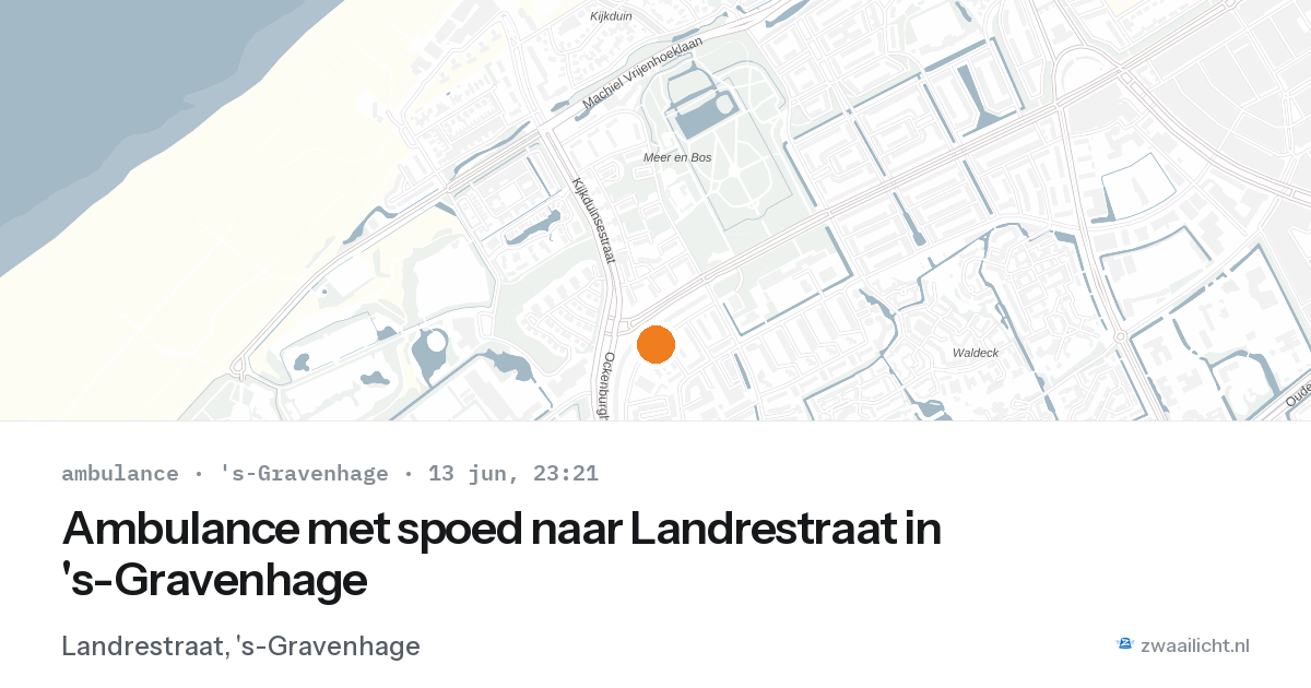 Ambulance met spoed naar Landrestraat in 's-Gravenhage — 13 jun 2026