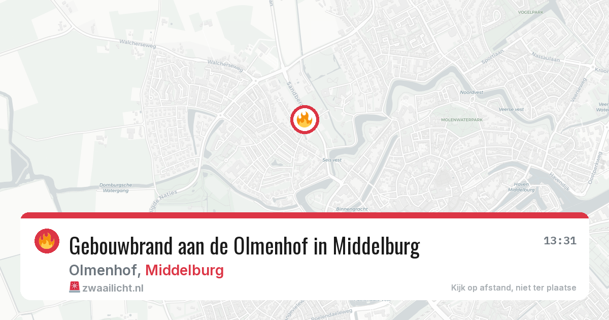 Gebouwbrand aan de Olmenhof in Middelburg — 9 jul 2026