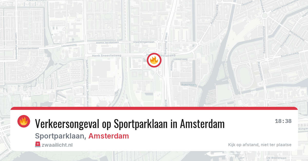 Verkeersongeval op Sportparklaan in Amsterdam — 20 jul 2026