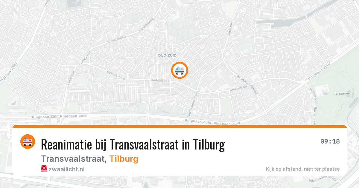 Reanimatie bij Transvaalstraat in Tilburg — 20 mrt 2026