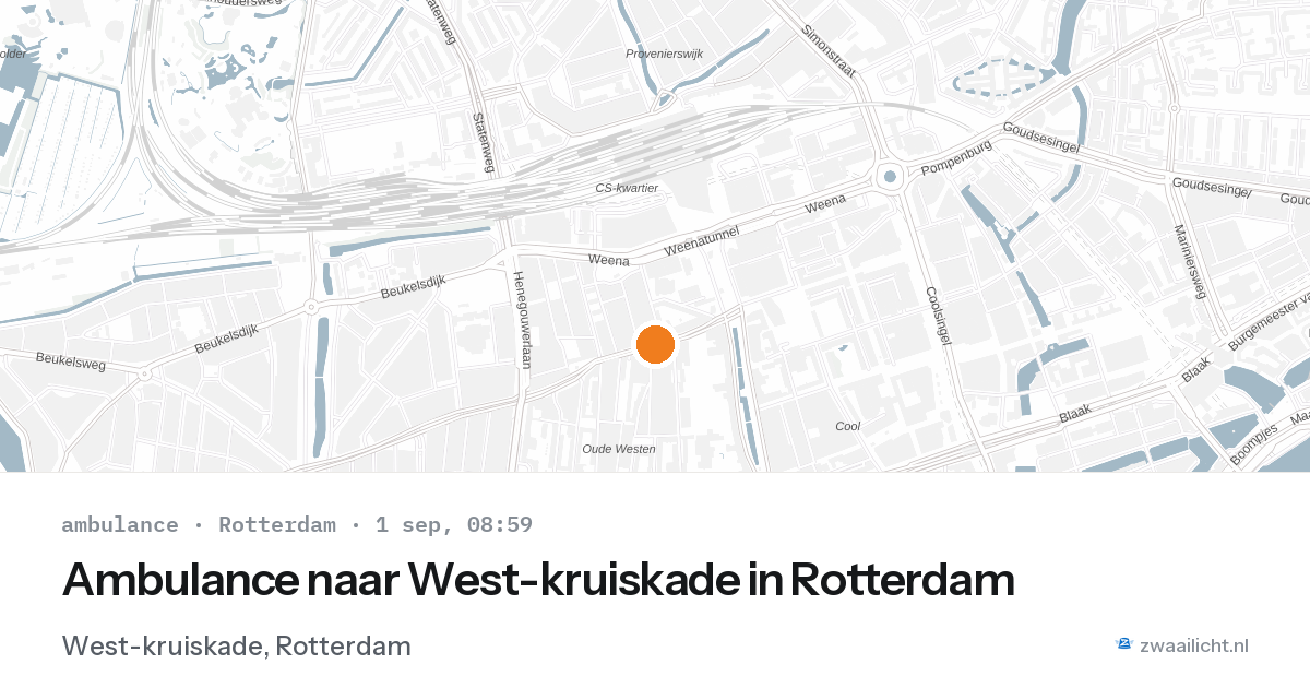 Ambulance naar West-kruiskade in Rotterdam — 1 sep 2026