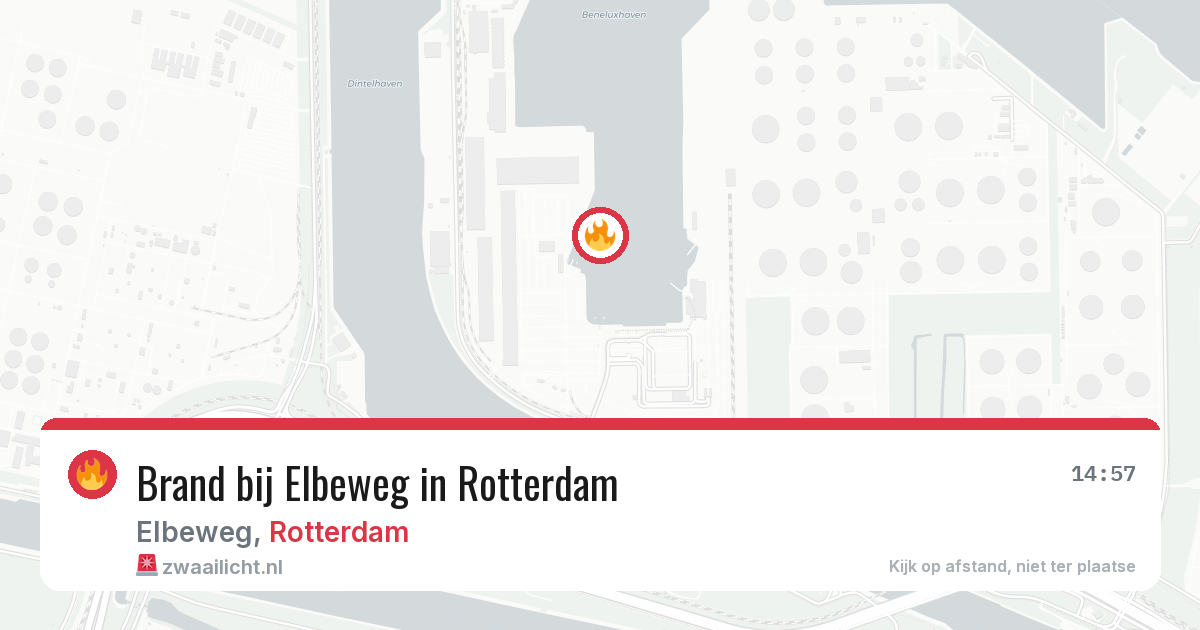 Brand bij Elbeweg in Rotterdam — 14 aug 2026