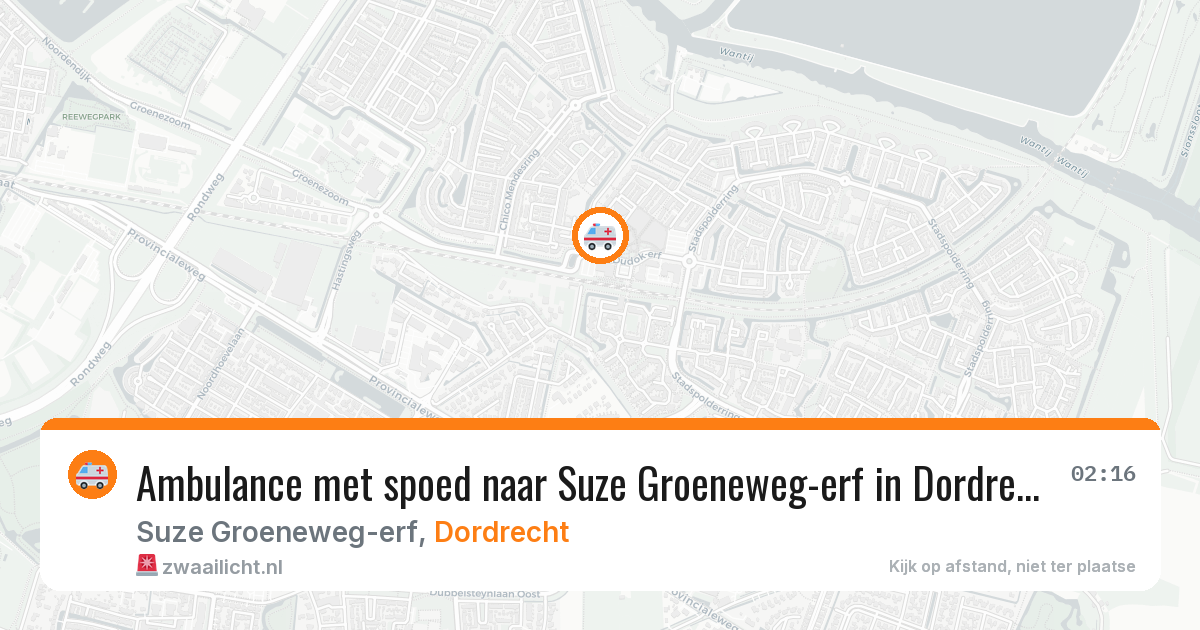Ambulance met spoed naar Suze Groeneweg-erf in Dordrecht — 16 jun 2026