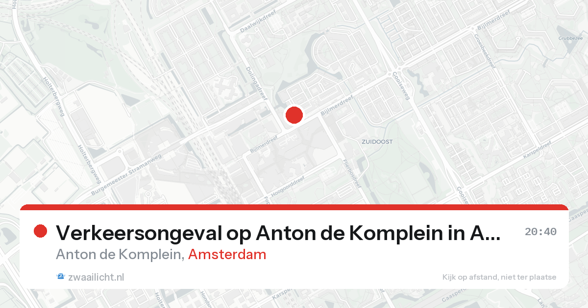 Verkeersongeval op Anton de Komplein in Amsterdam — 25 mrt 2026