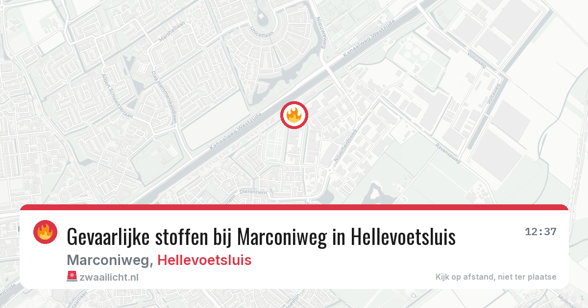 Gevaarlijke stoffen bij Marconiweg in Hellevoetsluis — 4 aug 2026