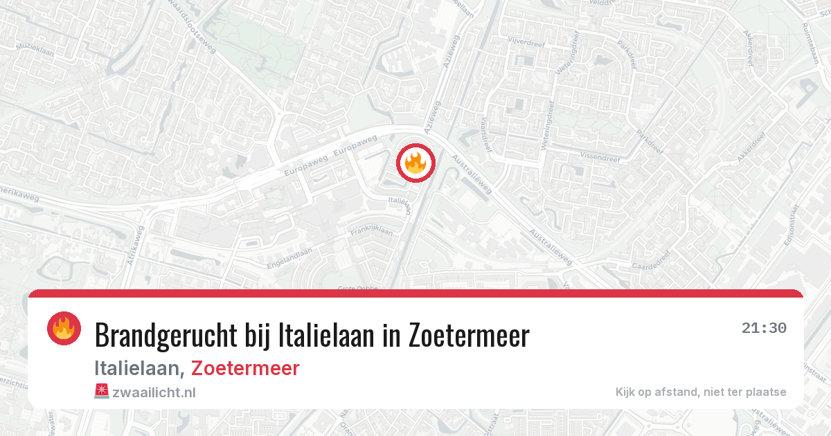Brandgerucht bij Italielaan in Zoetermeer — 8 aug 2026