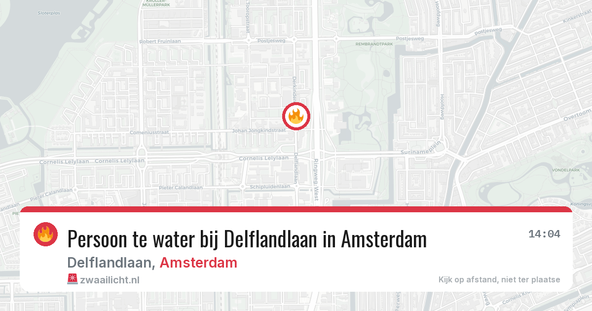 Persoon te water bij Delflandlaan in Amsterdam — 9 jul 2026