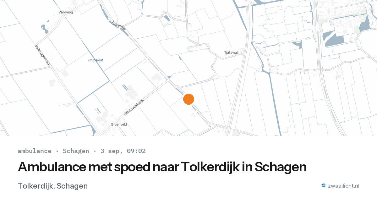 Ambulance met spoed naar Tolkerdijk in Schagen — 3 sep 2026