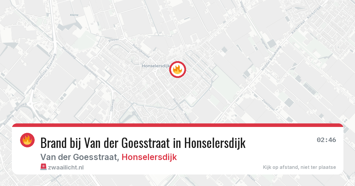 Brand bij Van der Goesstraat in Honselersdijk — 2 jun 2026