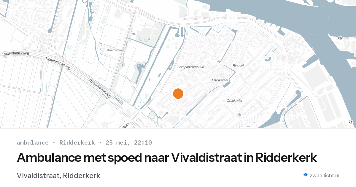 Ambulance met spoed naar Vivaldistraat in Ridderkerk — 25 mei 2026