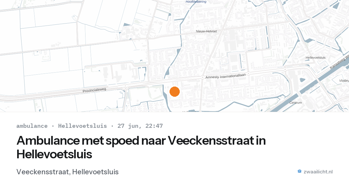 Ambulance met spoed naar Veeckensstraat in Hellevoetsluis — 27 jun 2026